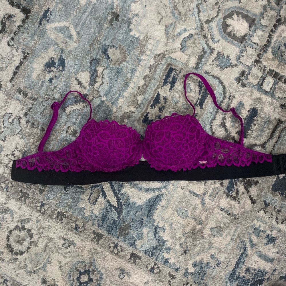 VS pink 32c purple lace “date push-up” bra